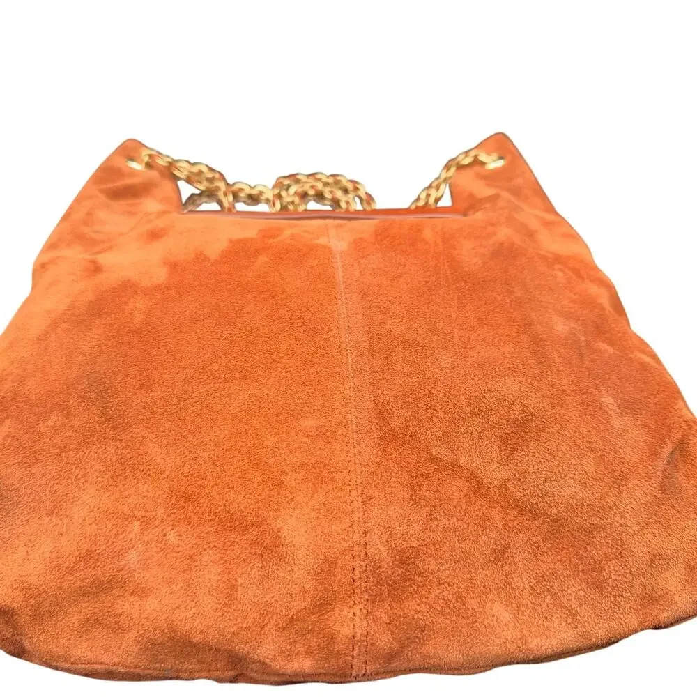 Maison Mayle Jeanne Doro Hobo Bag Marsala Suede Leather Chain Shoulder Rust